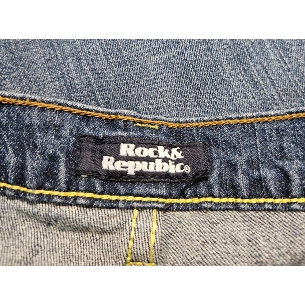 ROCK & REPUBLIC ROTH crthwrw Women Sz 31 Flare Dark Wash Jean Embellished - Picture 4 of 6